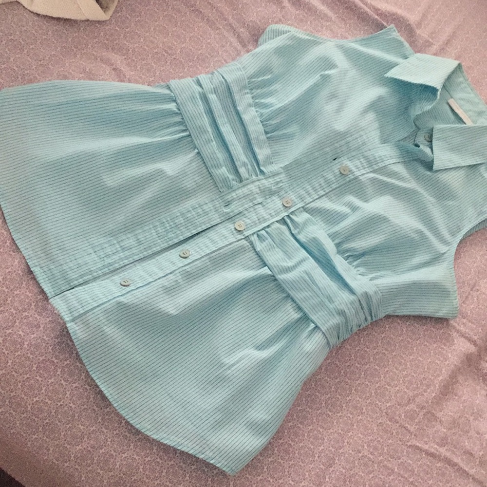 BOGO💎Turquoise striped sleeveless button down 💎